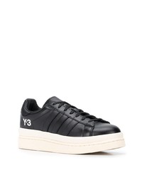 schwarze Leder niedrige Sneakers von Y-3