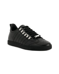 schwarze Leder niedrige Sneakers von DSQUARED2