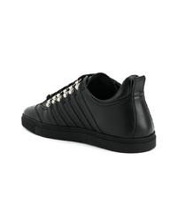 schwarze Leder niedrige Sneakers von DSQUARED2