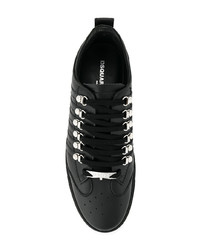 schwarze Leder niedrige Sneakers von DSQUARED2