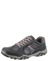 schwarze Leder niedrige Sneakers von HIS JEANS