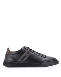 schwarze Leder niedrige Sneakers von Hogan