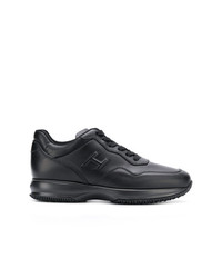 schwarze Leder niedrige Sneakers von Hogan