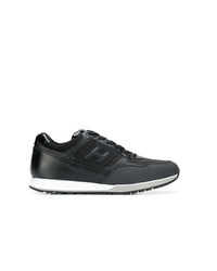 schwarze Leder niedrige Sneakers von Hogan