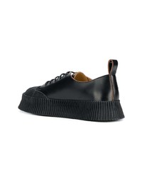 schwarze Leder niedrige Sneakers von Jil Sander