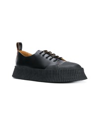 schwarze Leder niedrige Sneakers von Jil Sander