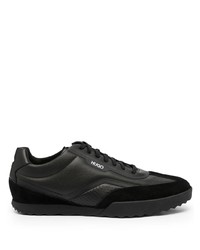 schwarze Leder niedrige Sneakers von Hugo