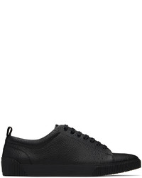 schwarze Leder niedrige Sneakers von Hugo