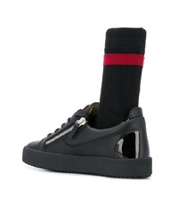 schwarze Leder niedrige Sneakers von Giuseppe Zanotti Design