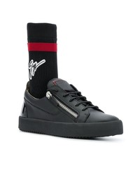 schwarze Leder niedrige Sneakers von Giuseppe Zanotti Design