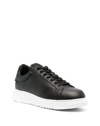 schwarze Leder niedrige Sneakers von Emporio Armani