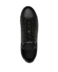 schwarze Leder niedrige Sneakers von Emporio Armani