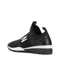 schwarze Leder niedrige Sneakers von DSQUARED2