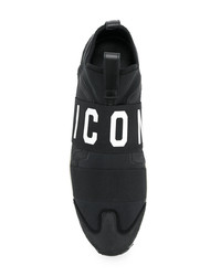 schwarze Leder niedrige Sneakers von DSQUARED2