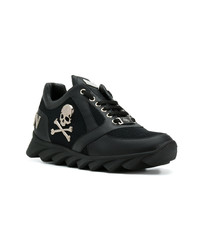 schwarze Leder niedrige Sneakers von Philipp Plein