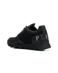 schwarze Leder niedrige Sneakers von Philipp Plein