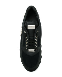 schwarze Leder niedrige Sneakers von Philipp Plein