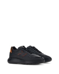 schwarze Leder niedrige Sneakers von Hogan