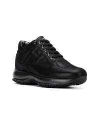 schwarze Leder niedrige Sneakers von Hogan