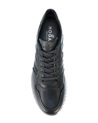 schwarze Leder niedrige Sneakers von Hogan