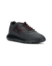 schwarze Leder niedrige Sneakers von Hogan