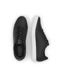 schwarze Leder niedrige Sneakers von Jack & Jones