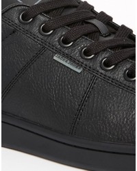 schwarze Leder niedrige Sneakers von Jack and Jones