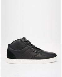 schwarze Leder niedrige Sneakers