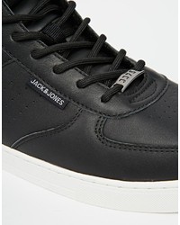 schwarze Leder niedrige Sneakers