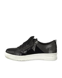 schwarze Leder niedrige Sneakers von Jana