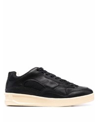 schwarze Leder niedrige Sneakers von Jil Sander