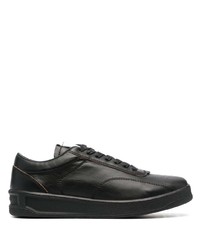 schwarze Leder niedrige Sneakers von Jil Sander