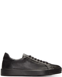 schwarze Leder niedrige Sneakers von Jil Sander