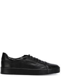 schwarze Leder niedrige Sneakers von Jil Sander