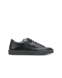 schwarze Leder niedrige Sneakers von Jil Sander