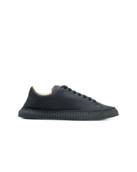 schwarze Leder niedrige Sneakers von Jil Sander