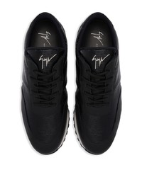 schwarze Leder niedrige Sneakers von Giuseppe Zanotti