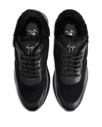 schwarze Leder niedrige Sneakers von Giuseppe Zanotti