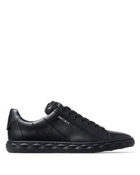 schwarze Leder niedrige Sneakers von Jimmy Choo