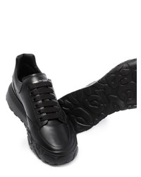 schwarze Leder niedrige Sneakers von Alexander McQueen