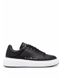 schwarze Leder niedrige Sneakers von John Richmond