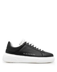 schwarze Leder niedrige Sneakers von John Richmond