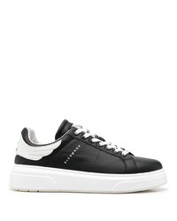 schwarze Leder niedrige Sneakers von John Richmond