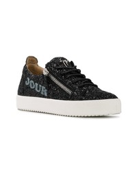 schwarze Leder niedrige Sneakers von Giuseppe Zanotti Design