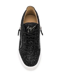 schwarze Leder niedrige Sneakers von Giuseppe Zanotti Design