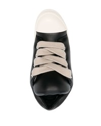 schwarze Leder niedrige Sneakers von Rick Owens