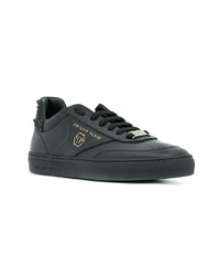 schwarze Leder niedrige Sneakers von Philipp Plein