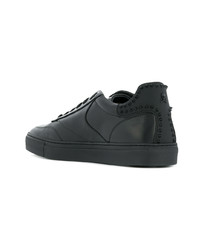 schwarze Leder niedrige Sneakers von Philipp Plein