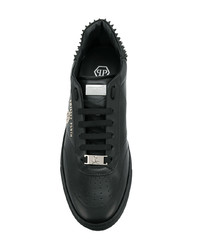 schwarze Leder niedrige Sneakers von Philipp Plein