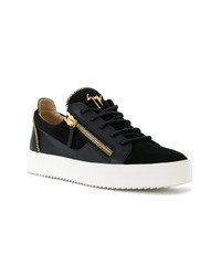 schwarze Leder niedrige Sneakers von Giuseppe Zanotti Design